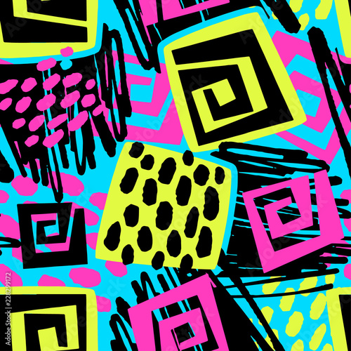 Sportswear print, youth seamless pattern, bright dynamic geometric motif
