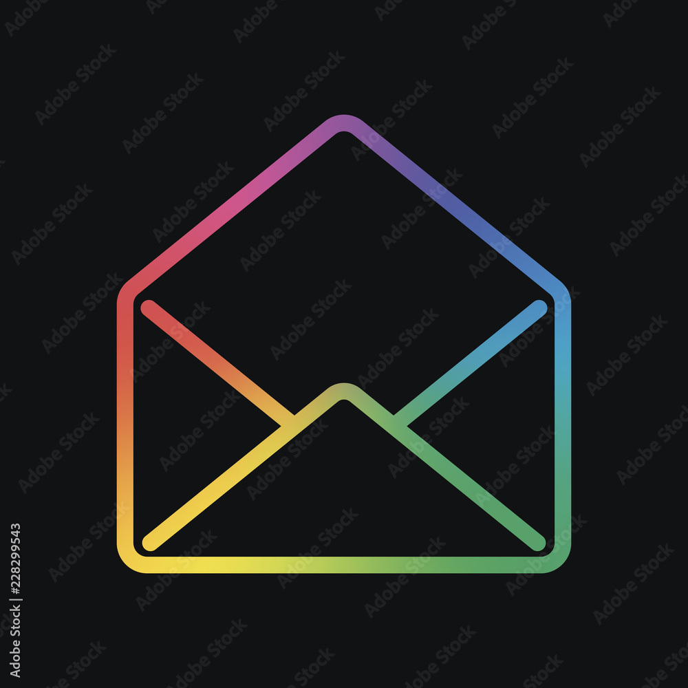 mail open icon. Rainbow color and dark background mail open icon. Rainbow color and dark background
