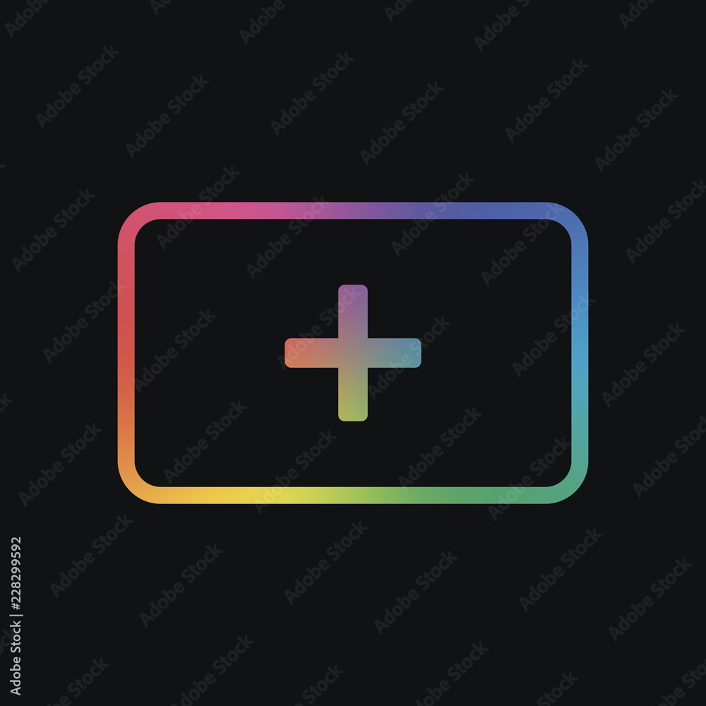 First aid box. simple icon. Rainbow color and dark background First aid box. simple icon. Rainbow color and dark background