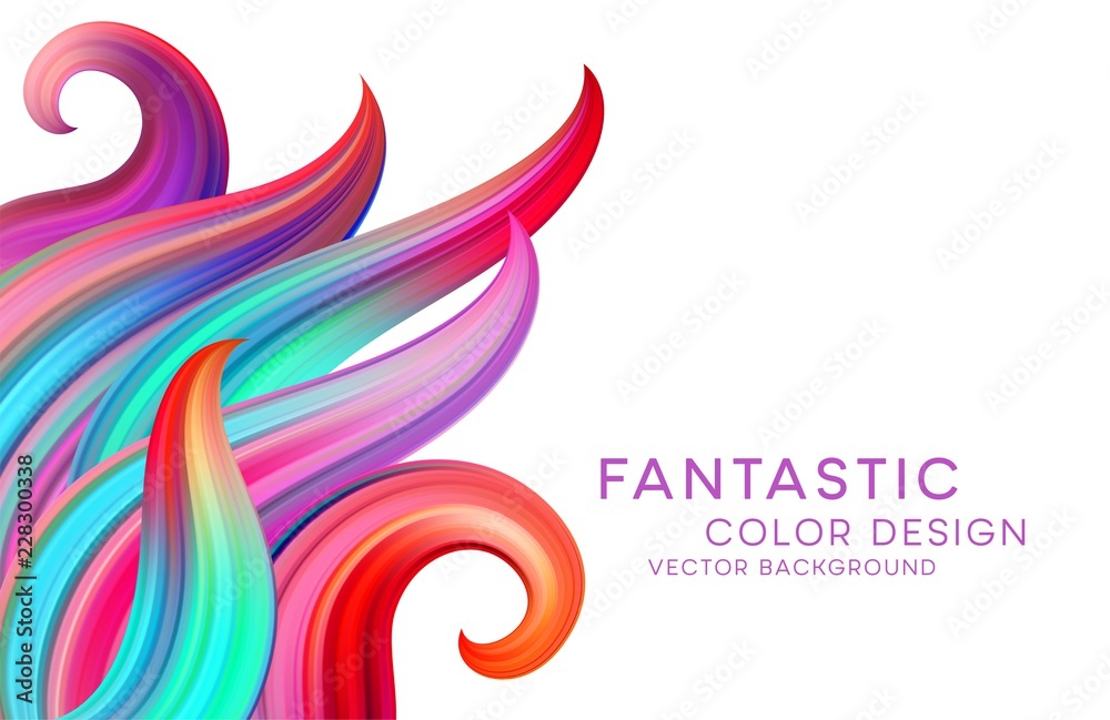 Abstract background with color fantastic waves and floral scrolls. Modern colorful flow poster. Wave Liquid shape. Art design for your design project. Vector illustration