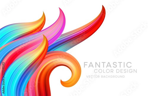 Abstract background with color fantastic waves and floral scrolls. Modern colorful flow poster. Wave Liquid shape. Art design for your design project. Vector illustration