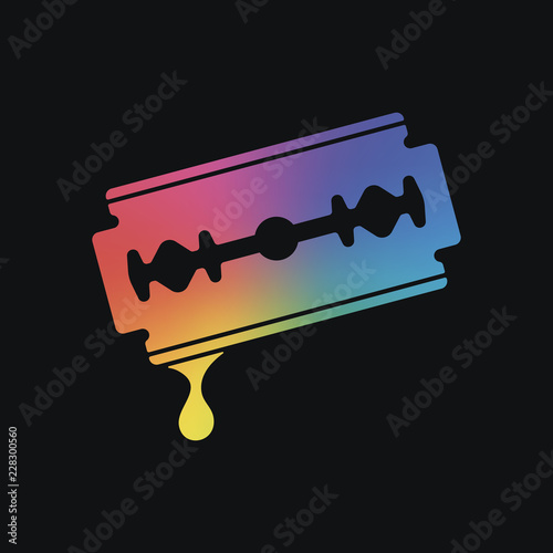 blade with drop of blood. simple silhouette. Rainbow color and d