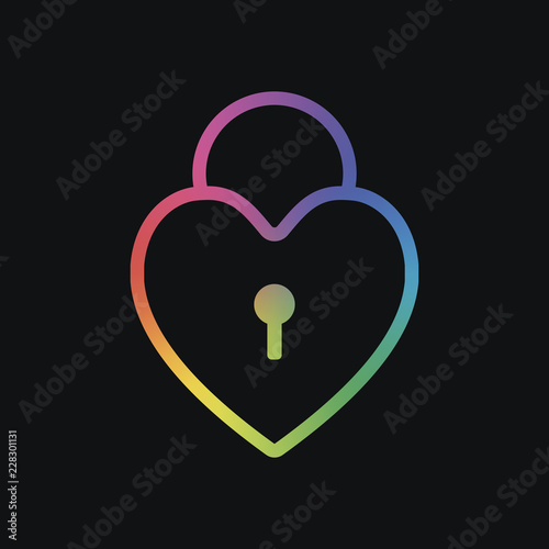 heart lock, padlock. simple silhouette. Rainbow color and dark b