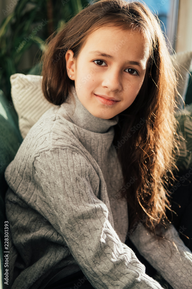 Close up portrait of young teenage caucasian girl at home. Sunny light, soft colors, cool crazy girl. Close up portrait of young teenage caucasian girl at home. Sunny light, soft colors, cool crazy girl.