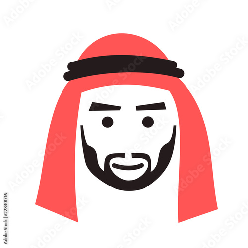 Man is wearing scarf and headscarf - fashionable accessory for men in Middle east region. Vector illustration