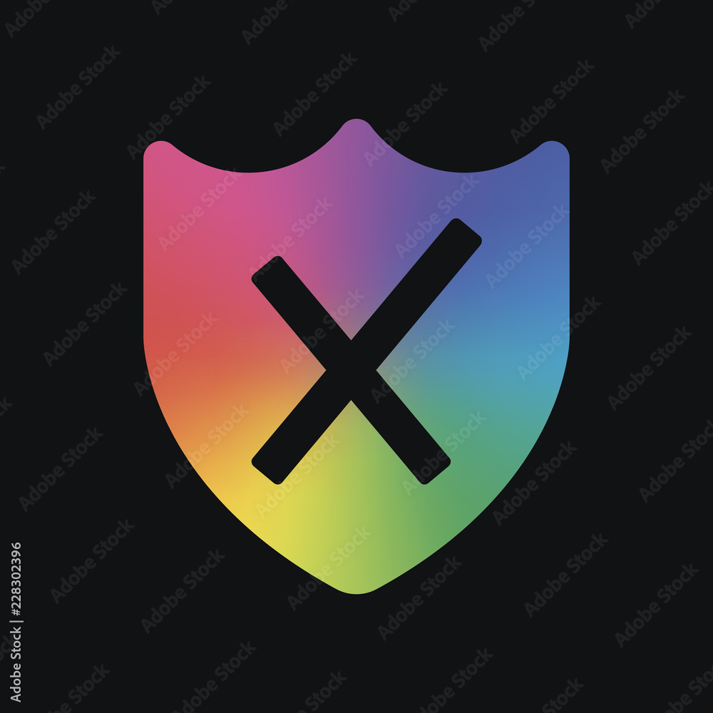 Obraz premium protection broken. simple icon. Rainbow color and dark backgroun
