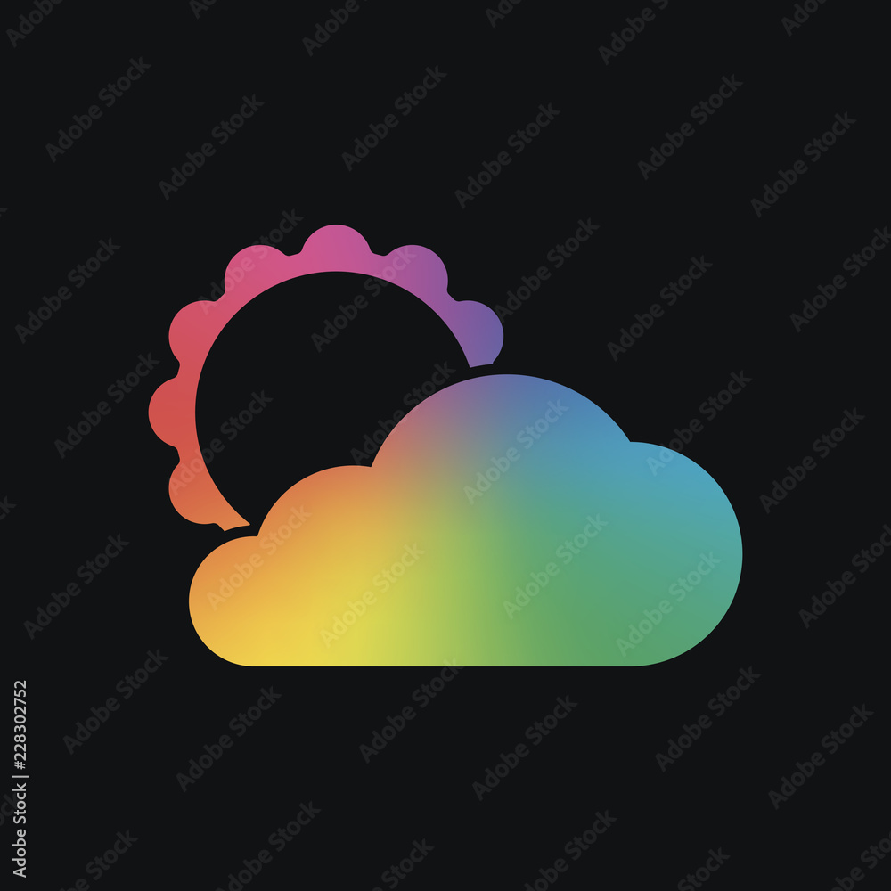 sun and cloud. Rainbow color and dark background sun and cloud. Rainbow color and dark background