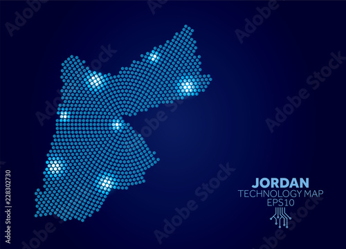 Jordan dotted technology map. Modern data communication concept