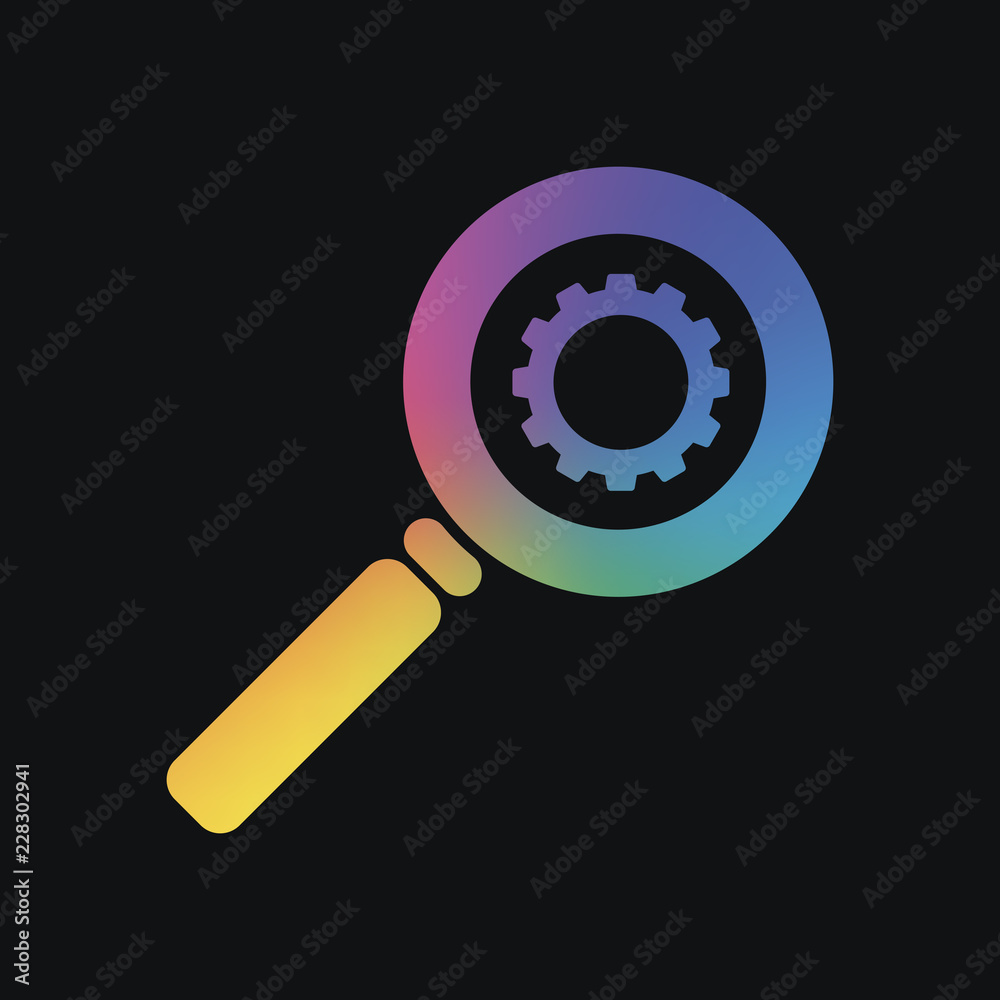 zoon with gear. Rainbow color and dark background zoon with gear. Rainbow color and dark background