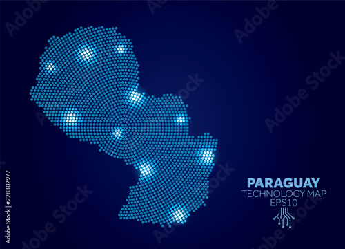 Paraguay dotted technology map. Modern data communication concept