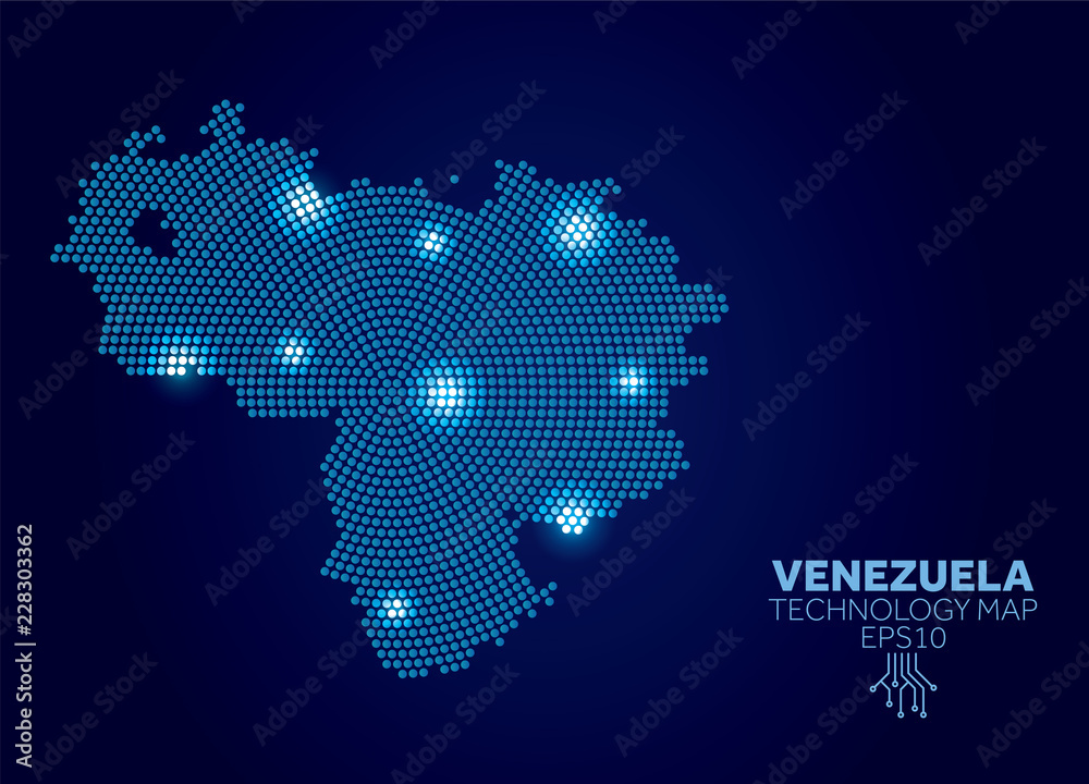 Venezuela dotted technology map. Modern data communication concept