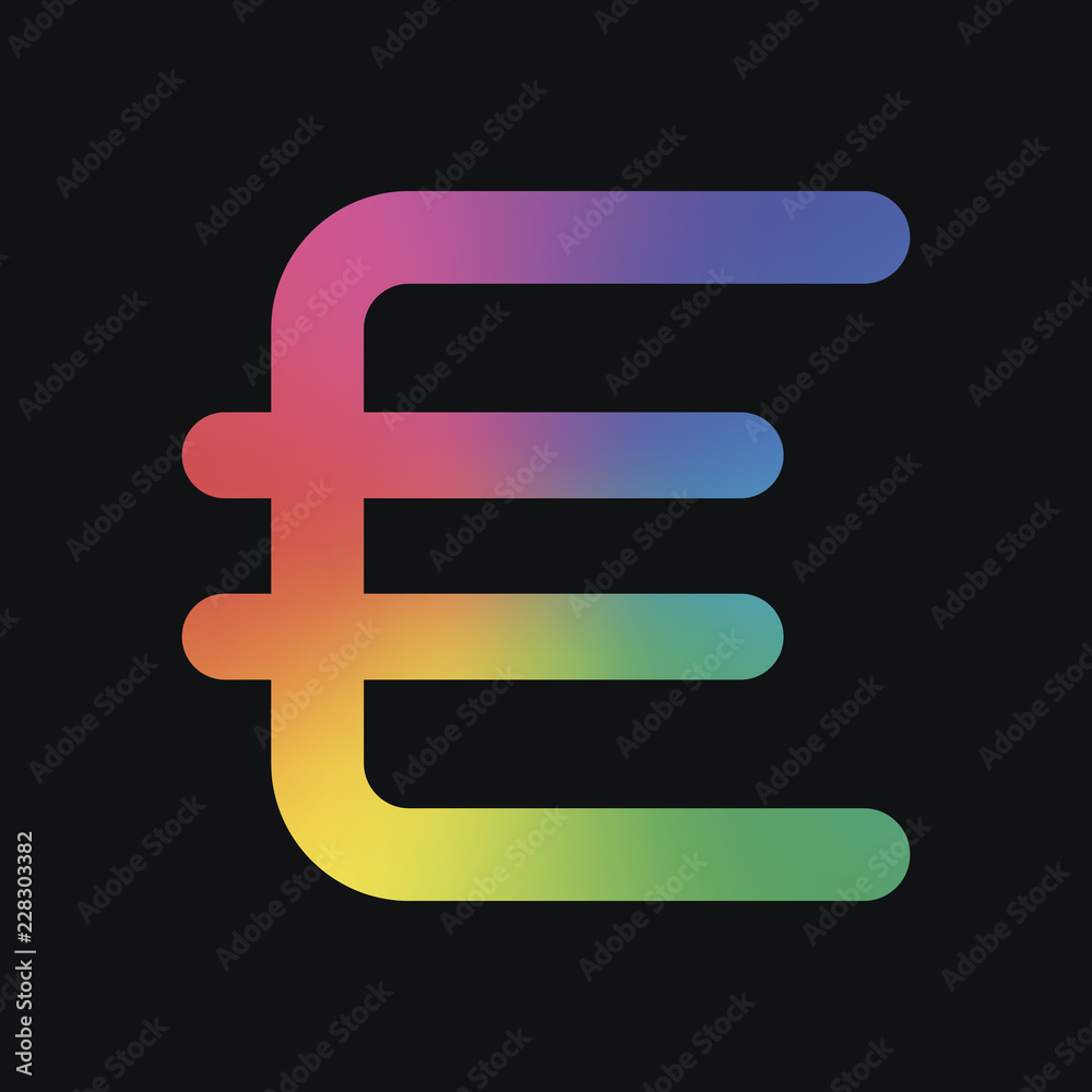 euro symbol, simple icon. Rainbow color and dark background euro symbol, simple icon. Rainbow color and dark background