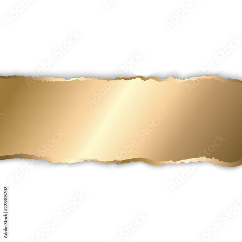Gold and white torn paper. Template background