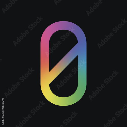 Number zero, numeral, simple letter. Rainbow color and dark back