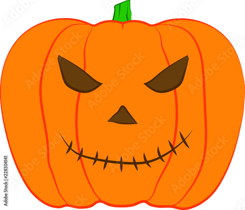 2018 Halloween Celebration- Vector pumpkin with scary look.