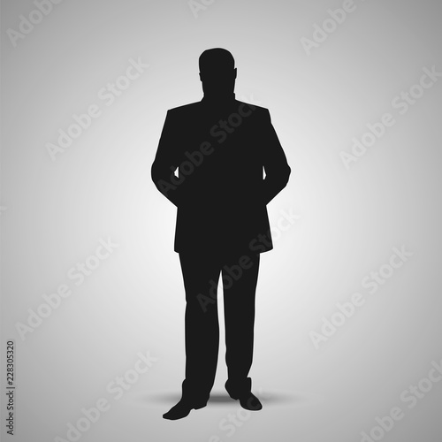Silhouette of adult heavy businessman.