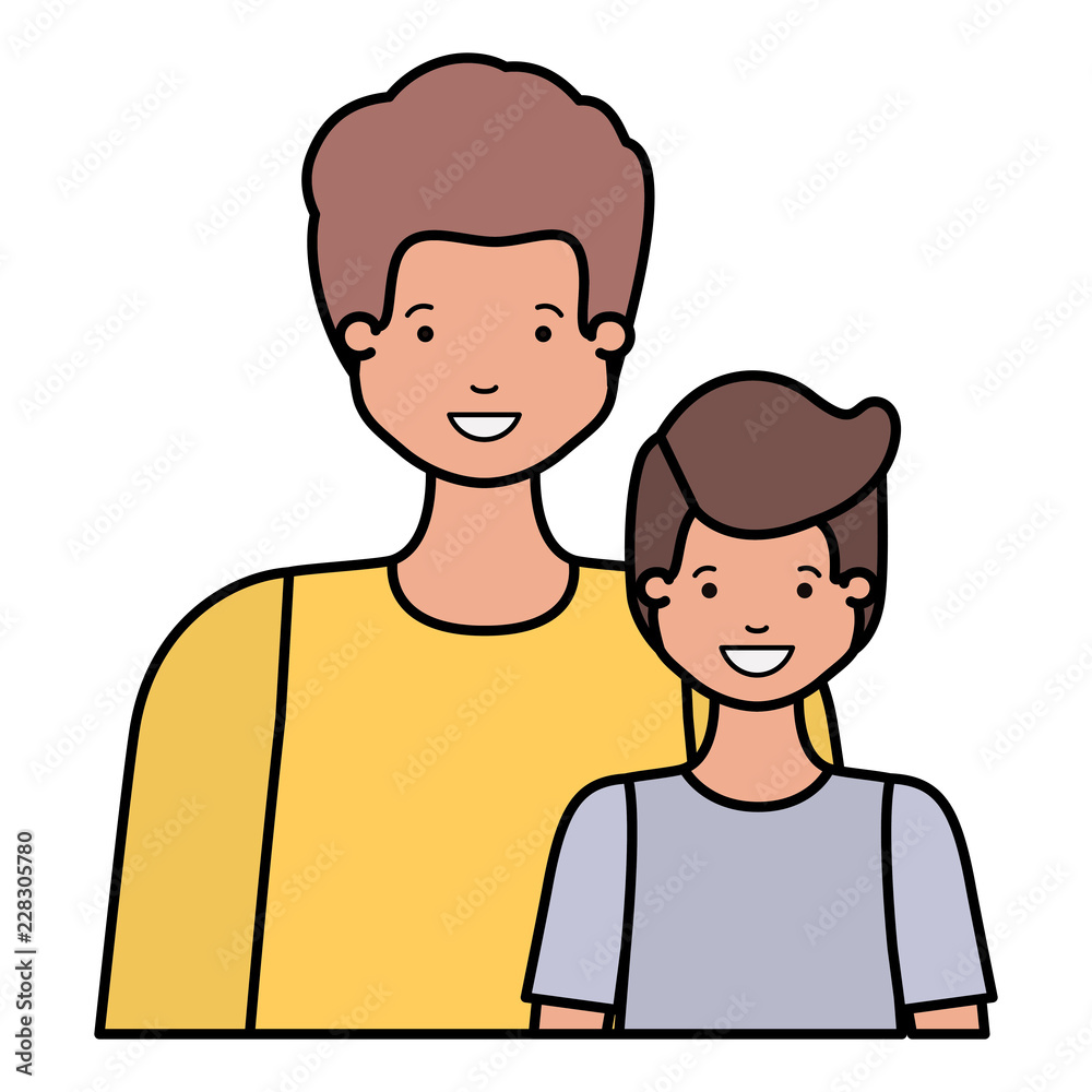 father with his son smiling avatar character father with his son smiling avatar character