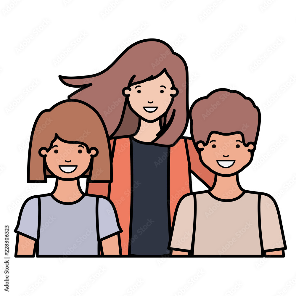 mom with her children avatar character mom with her children avatar character