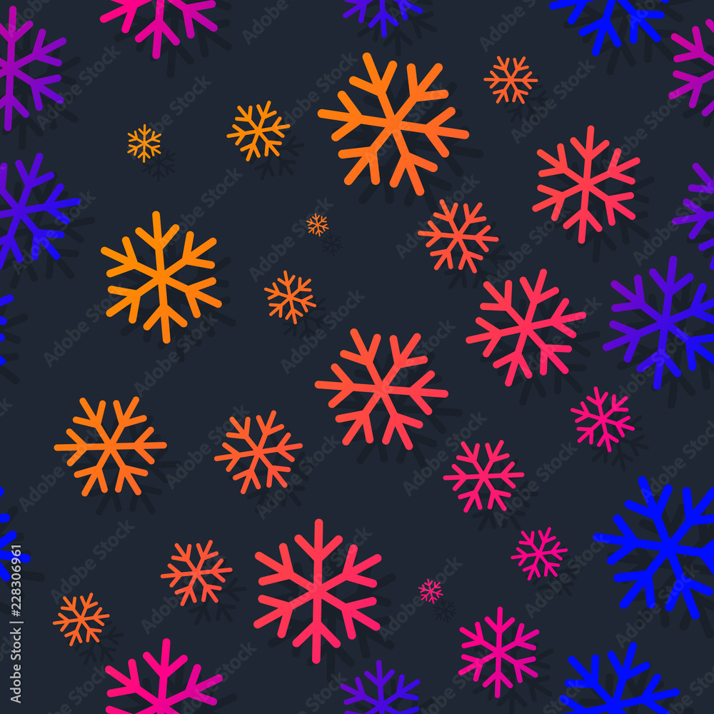 Snowflakes seamless pattern with bright gradient colors Snowflakes seamless pattern with bright gradient colors
