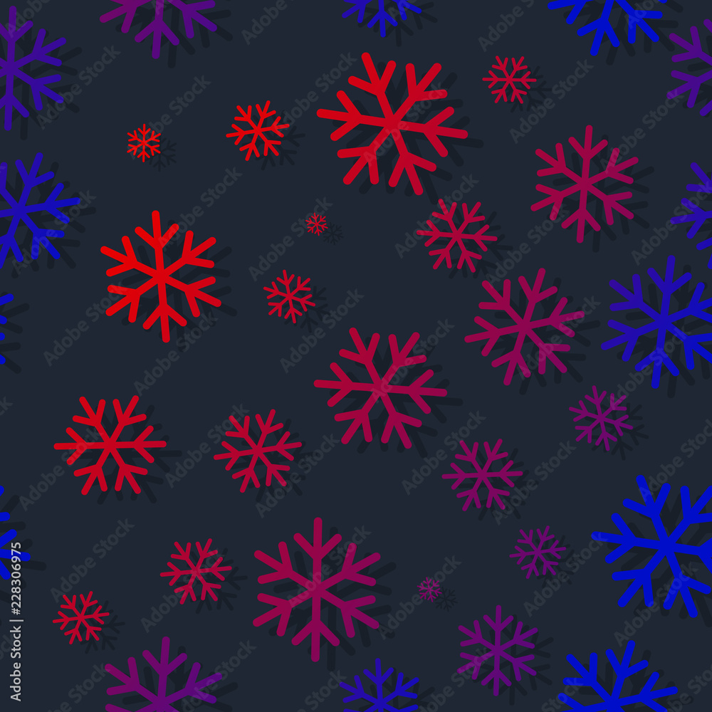 Snowflakes seamless pattern with bright gradient colors Snowflakes seamless pattern with bright gradient colors