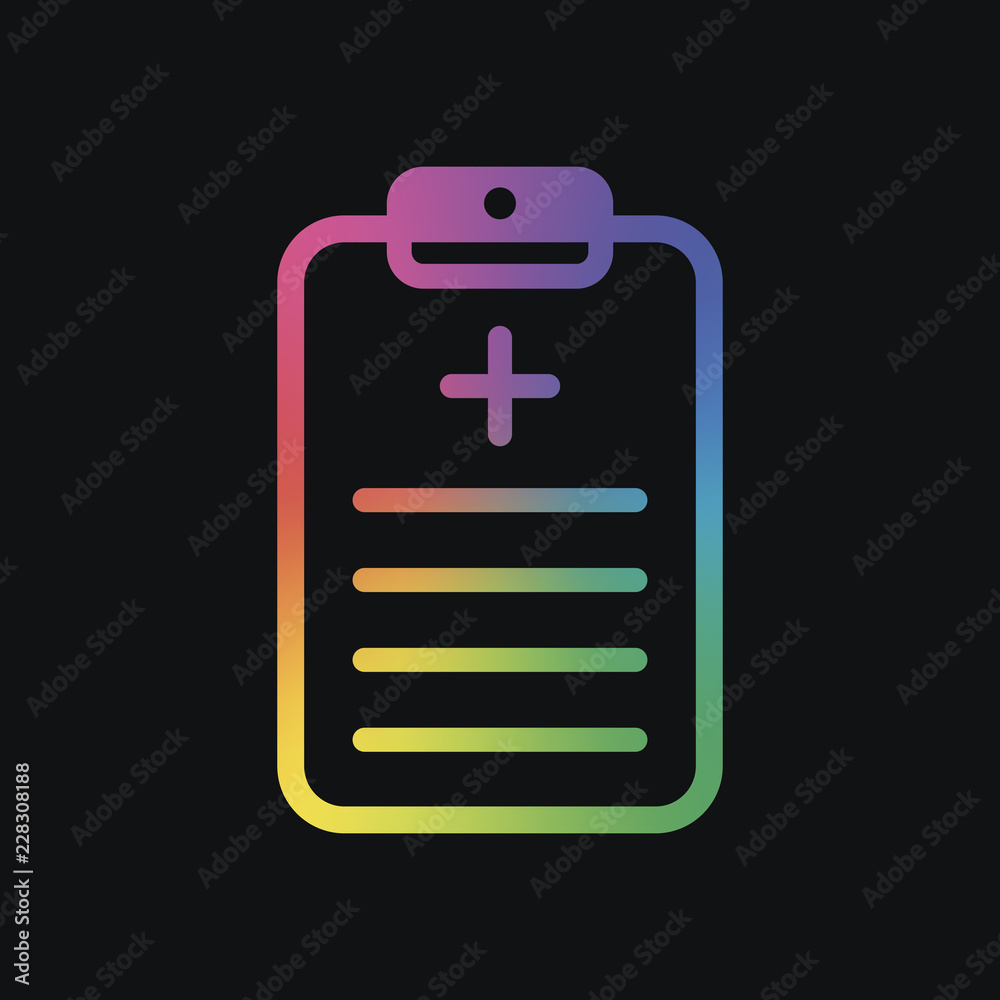 tablet, medical document. Rainbow color and dark background tablet, medical document. Rainbow color and dark background