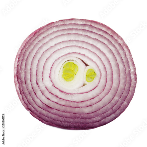 slice of red onion isolated on white background