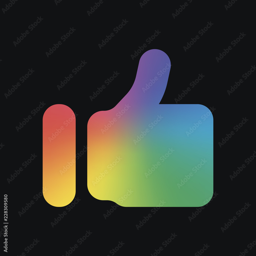 Simple like icon. Social symbol. Rainbow color and dark background