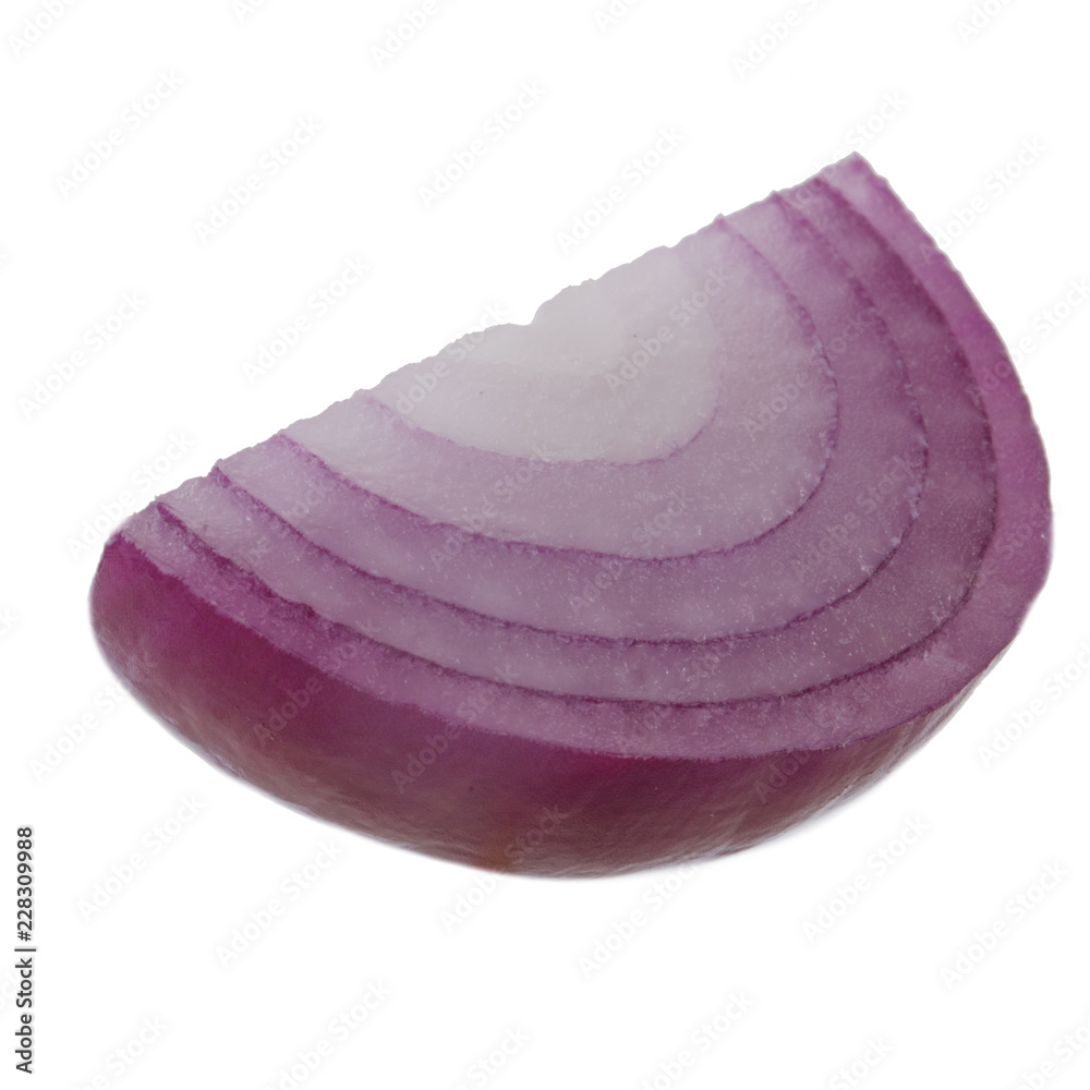 slice of red onion isolated on white background slice of red onion isolated on white background