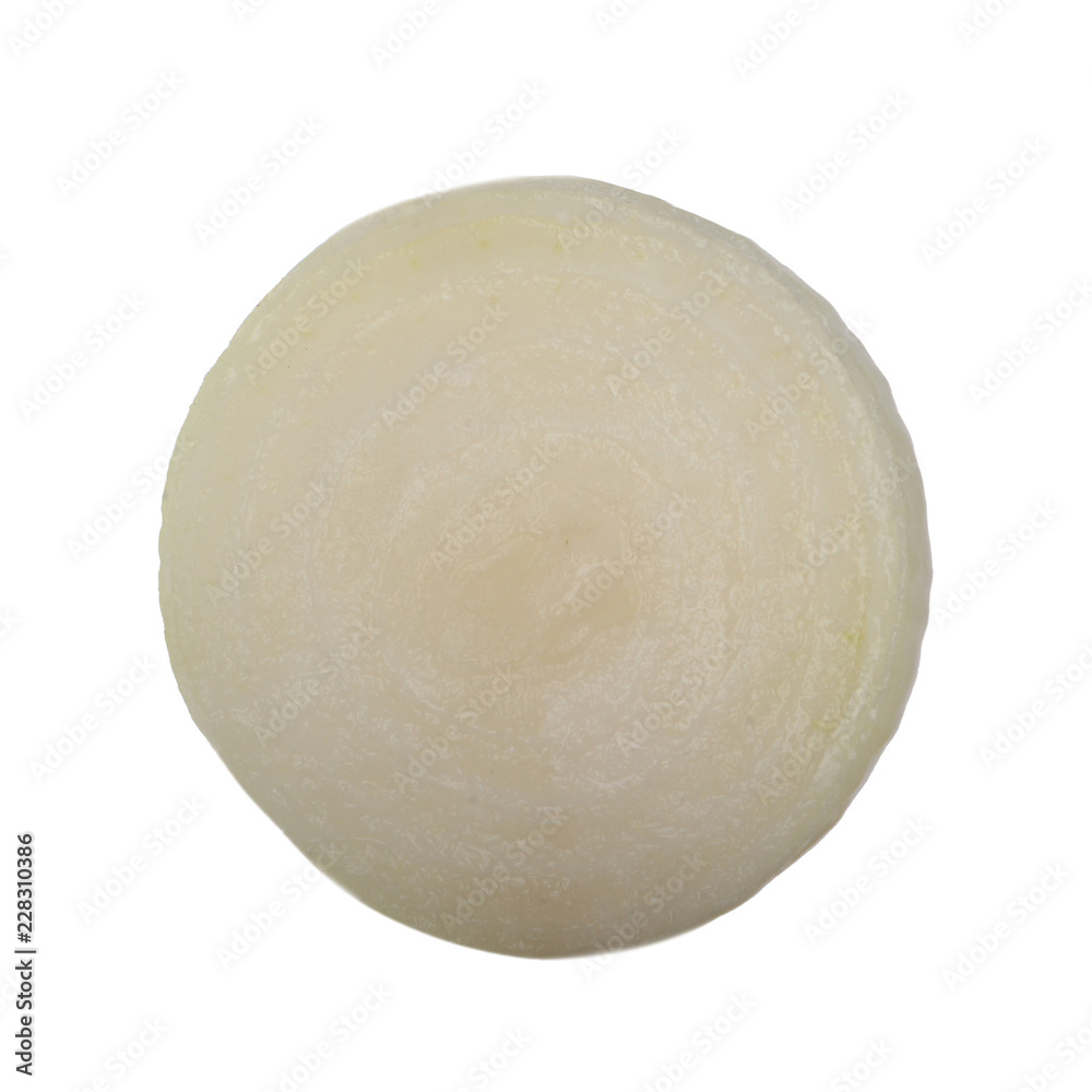 half of white onion isolated on white background half of white onion isolated on white background