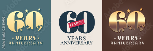 60 years anniversary set of vector icon, symbol, logo