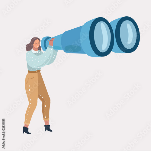 Girl with big binoculars