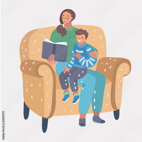 Mom reading for little son