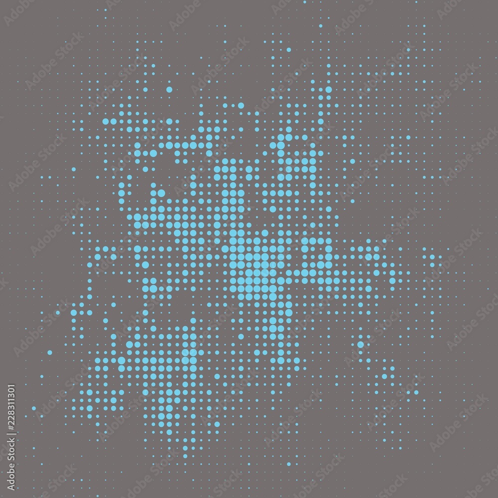 Vector texture halftone turquoise dots on gray background