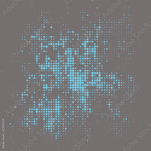 Vector texture halftone turquoise dots on gray background