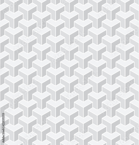 Seamless 3d geometric pattern. White background.