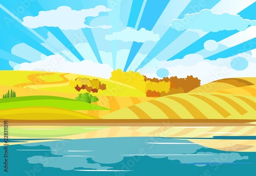 Nature scene, autumn on the river