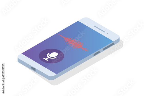 Voice messages, Voice recognition isometric concept. Can use for web banner, landing page template, infographics.