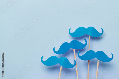 Blue moustache on a Blue background. Prostate cancer awareness month