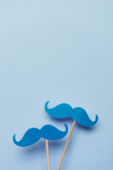 Blue moustache on a Blue background. Prostate cancer awareness month