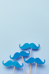 Blue moustache on a Blue background. Prostate cancer awareness month