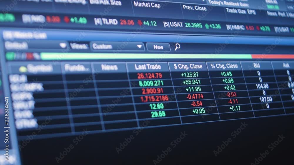 Stock market ticker symbol data flies across computer screen screen timelapse Stock market ticker symbol data flies across computer screen screen timelapse
