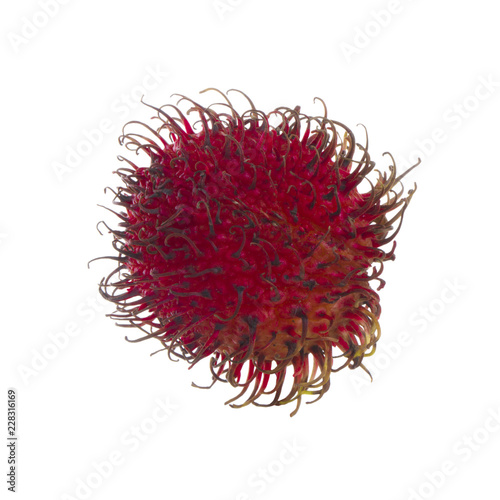red fresh rambutan isolated on white background