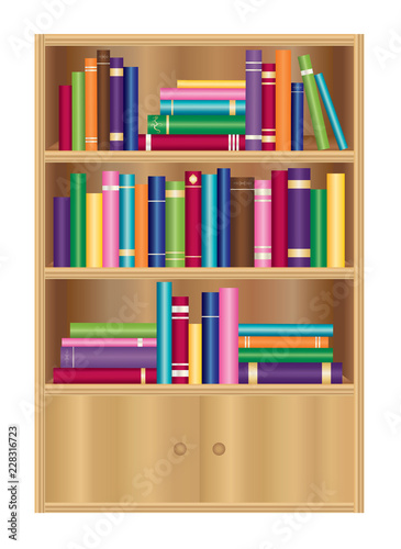 Bookcase with colorful books