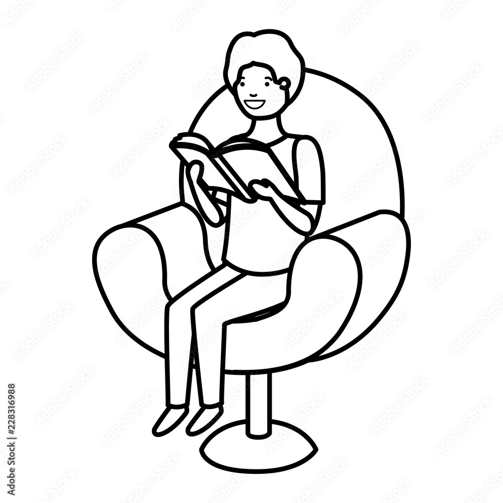 man reading book in the sofa avatar character