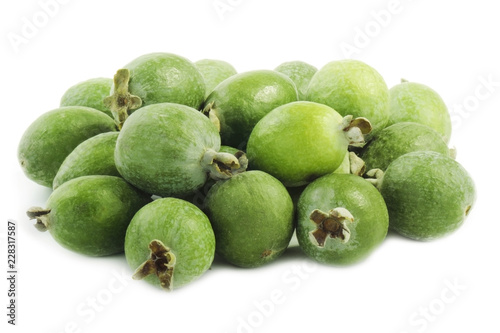heap of feijoa isolated on white background