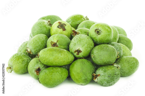 heap of feijoa isolated on white background