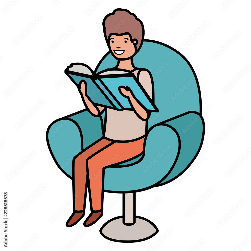 man reading book in the sofa avatar character man reading book in the sofa avatar character