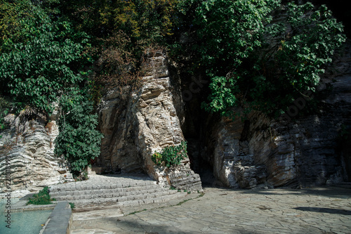 cave entrance, stone walls
