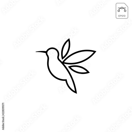 humming bird logo vector icon template download line art outline
