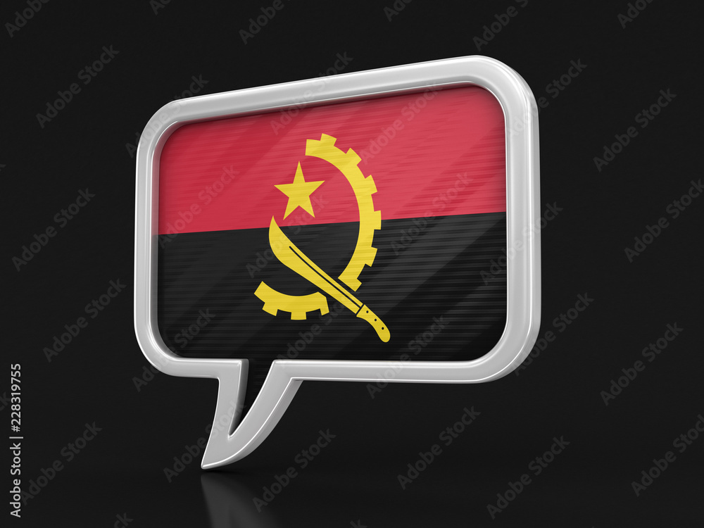 Speech bubble with Angola flag. Image with clipping path Speech bubble with Angola flag. Image with clipping path